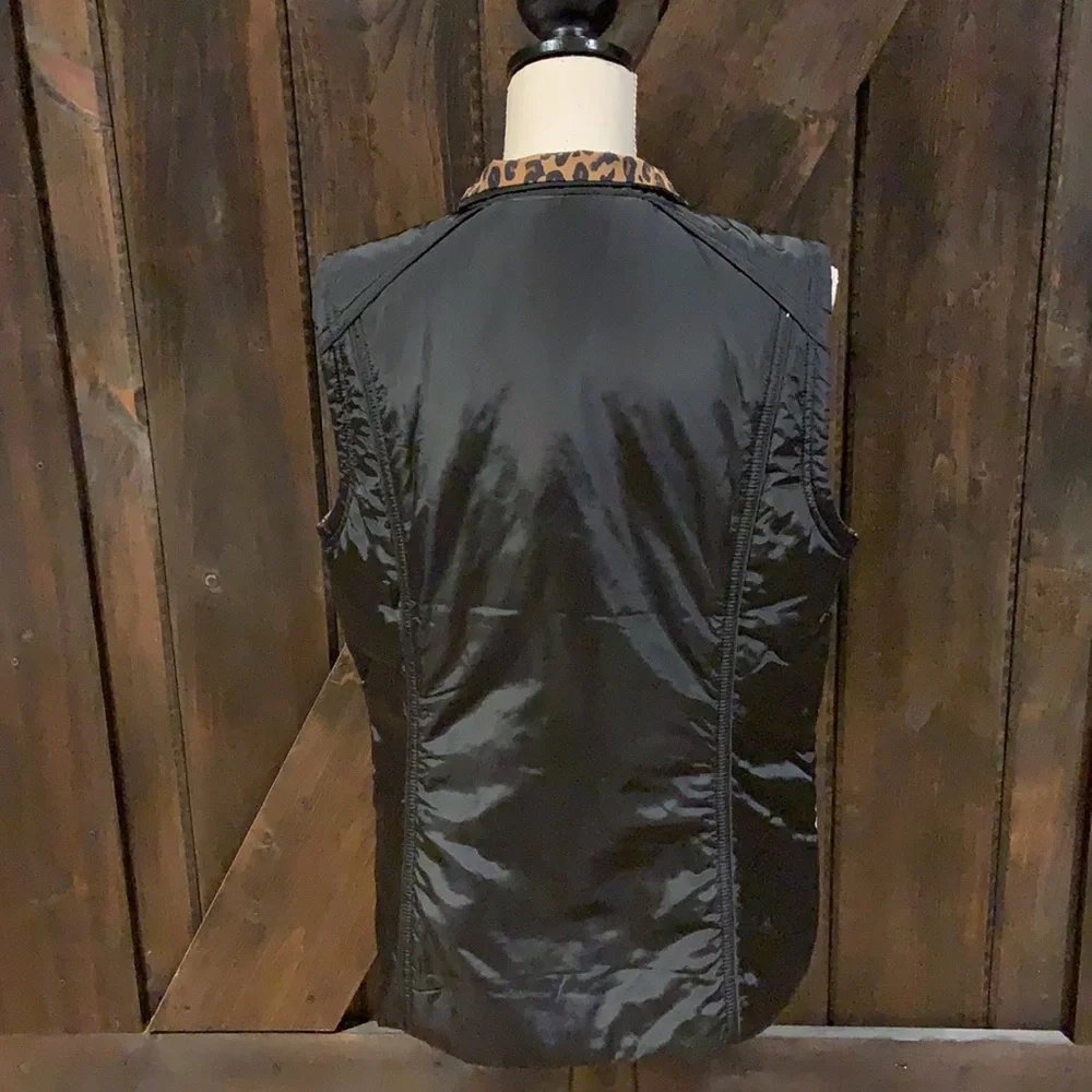 Spanner black with leopard print inside liner vest - Picture 5 of 10